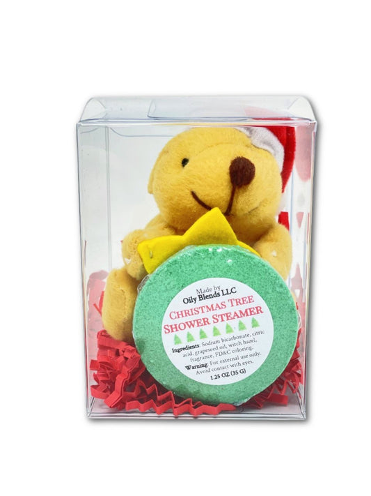 Christmas Bear Shower Steamer and Plush Gift Set - Oily BlendsChristmas Bear Shower Steamer and Plush Gift Set