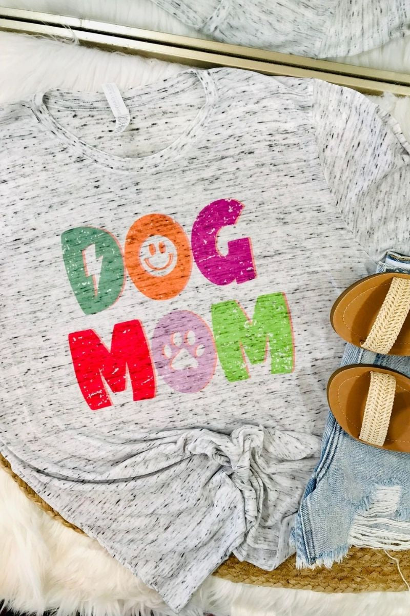 Dog Mom Multi Colored Marble Tee