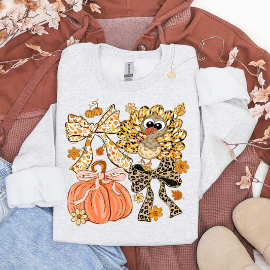 Coquette Turkey & Pumpkins Sweatshirt