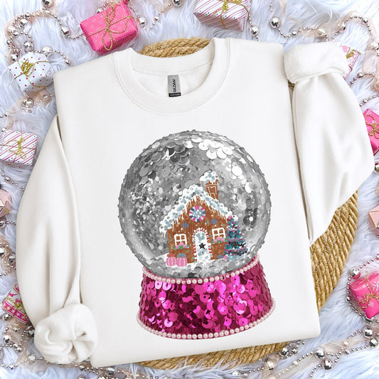 Faux Sequins Gingerbread Snowglobe Sweatshirt