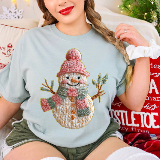 Faux French Knot Snowman Tee