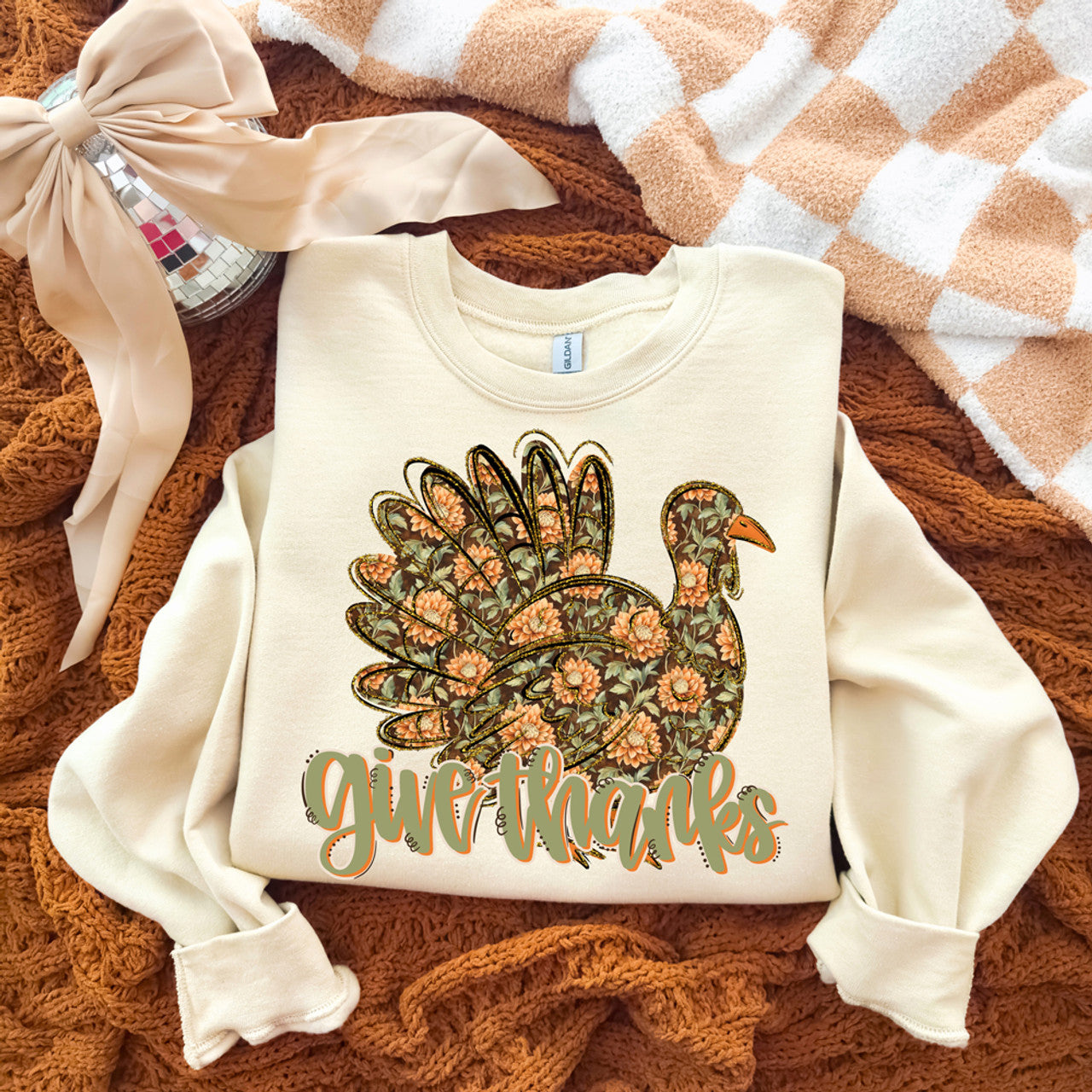 Give Thanks Fall Turkey Sweatshirt