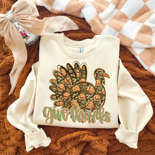 Give Thanks Fall Turkey Sweatshirt