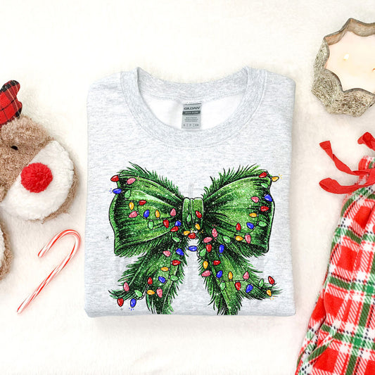 Green Guy Christmas Light Bow Sweatshirt