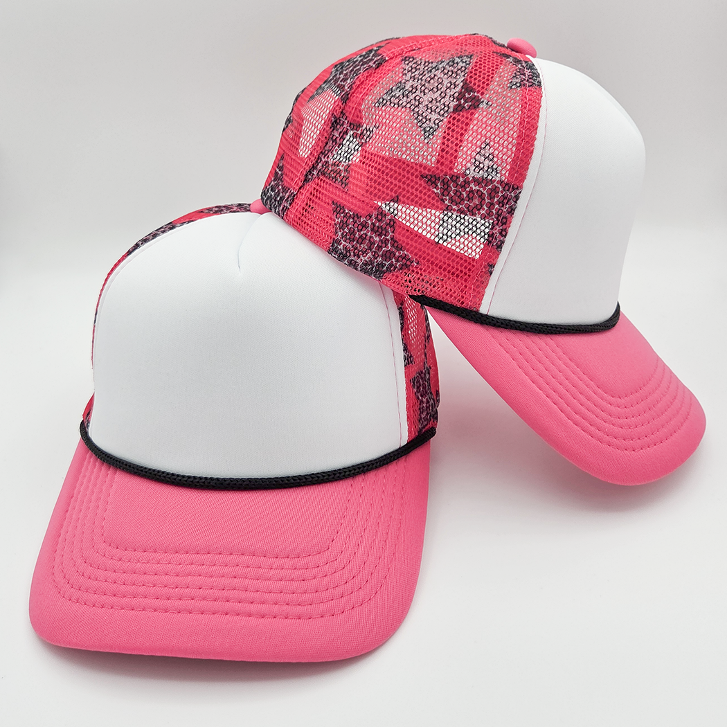 Pink Leopard Stars Foam Trucker Hat