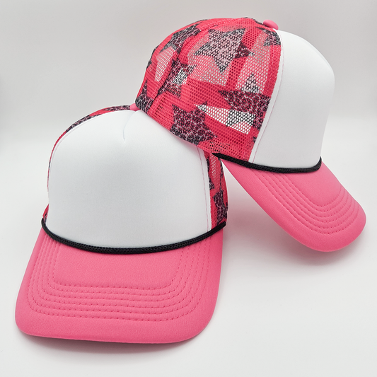 Pink Leopard Stars Foam Trucker Hat