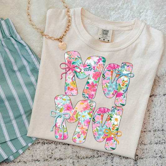 Floral Mama With Bows Tee