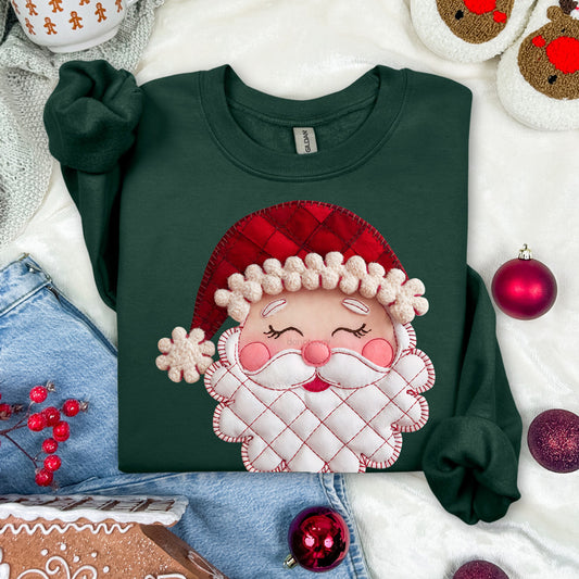 Cozy Patchwork Santa Sweatshirt