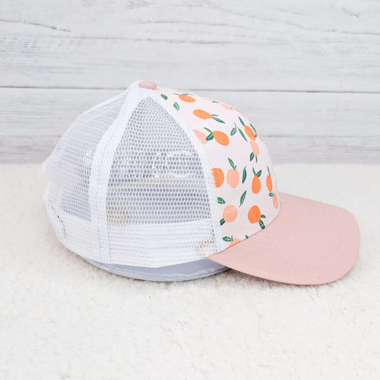 Peach Patterned Trucker Style Hat