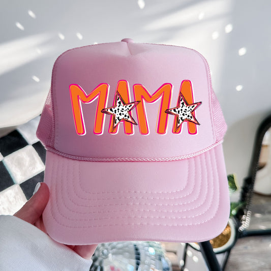 Mama Spotted Stars Pink Foam Trucker Hat