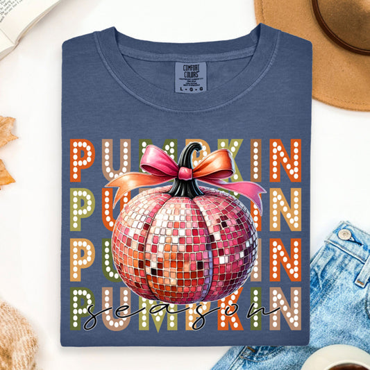 Pumpkin Season Disco Ball in Lights Tee