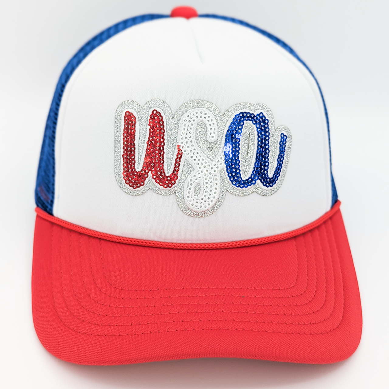 USA Sequin Red, White, & Blue Foam Trucker Hat