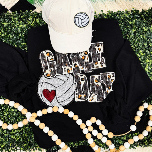 Volleyball Leopard & Sequins Sweatshirt/Tee
